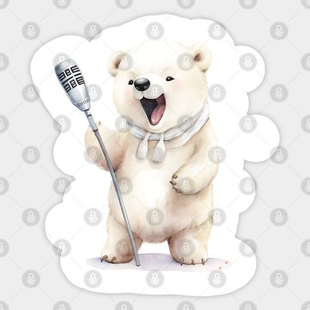 Polar Bear Singing Sticker by Chromatic Fusion Studio